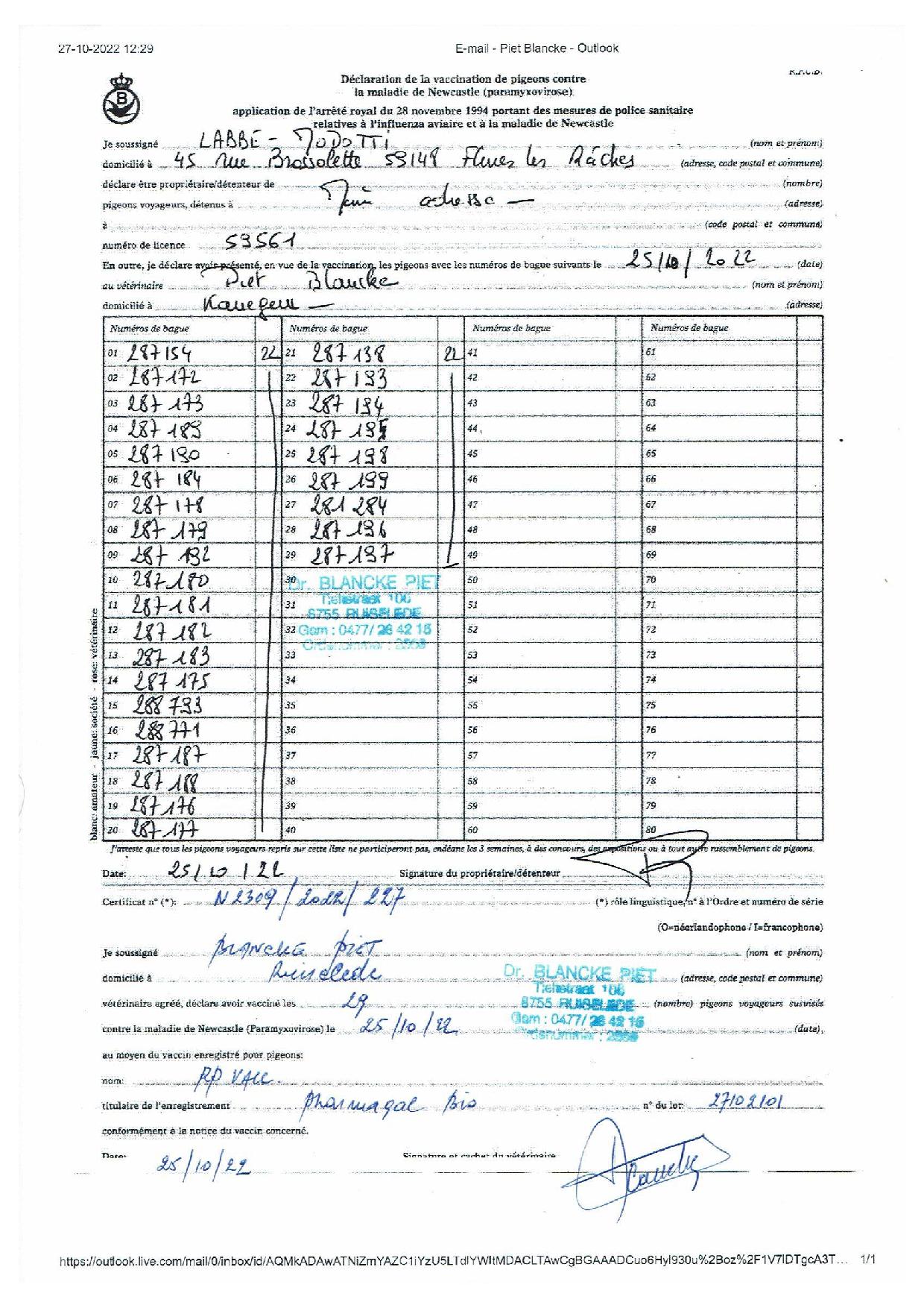 LABBE Attestation vaccinale