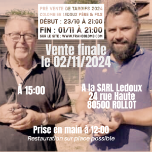 Pré-Vente : Colombier LEDOUX Père & Fils de ROLLOT