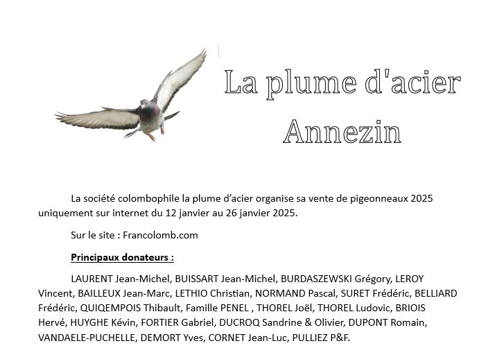 Vente de Bons : La Plume d’Acier ANNEZIN